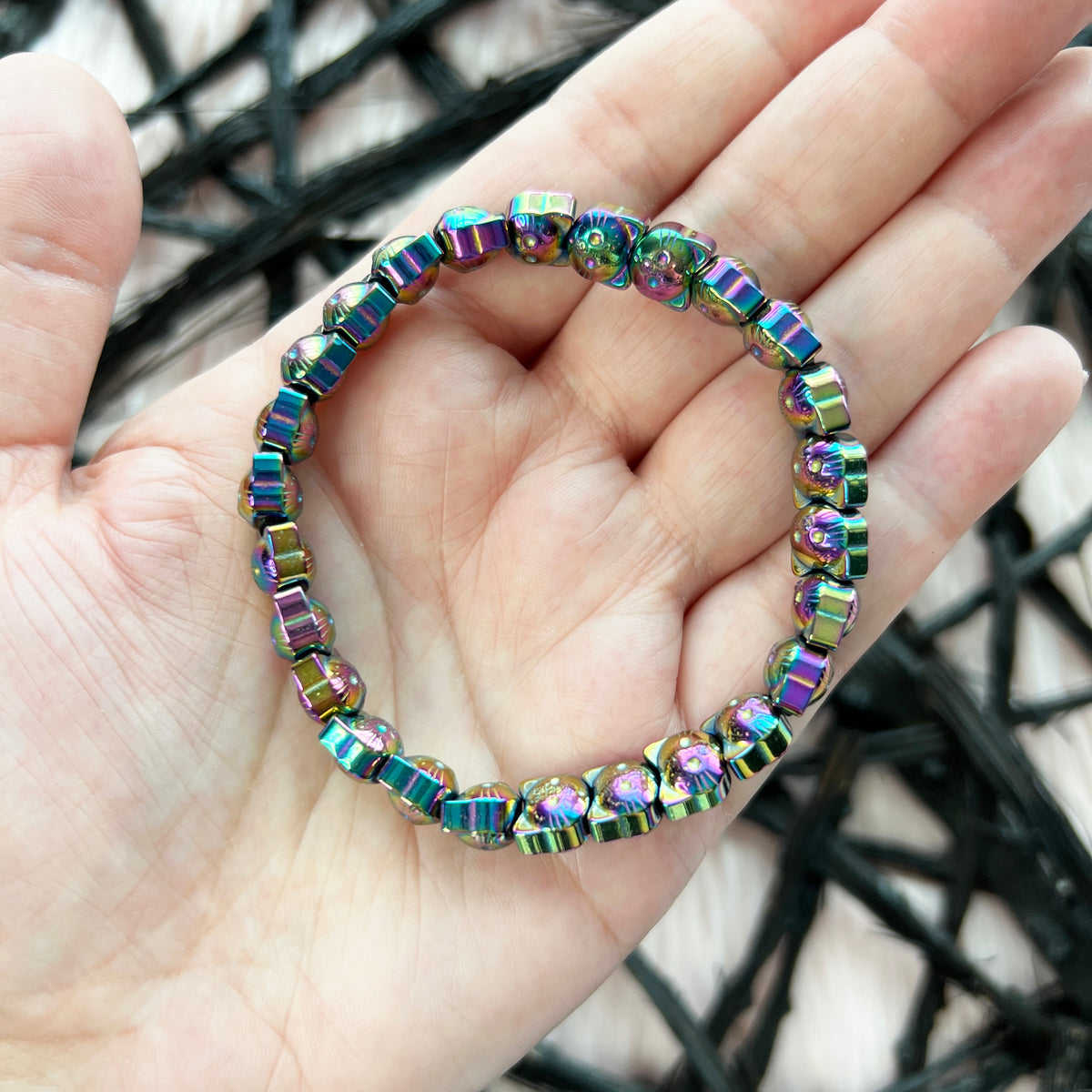 Rainbow Hematite Cats Bracelet