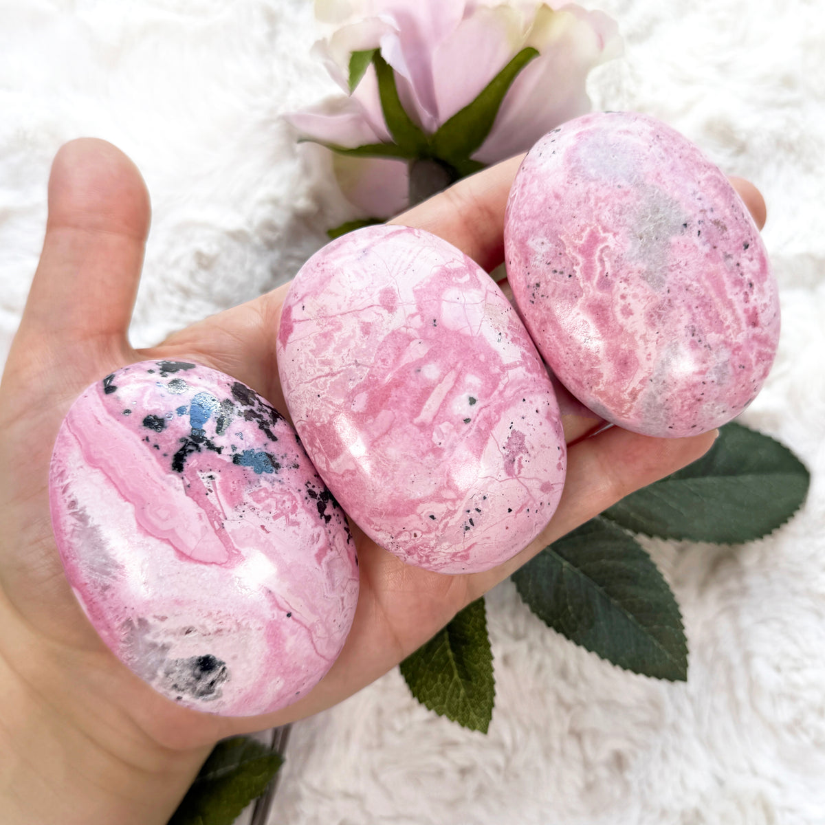 Rhodonite Palm Stone