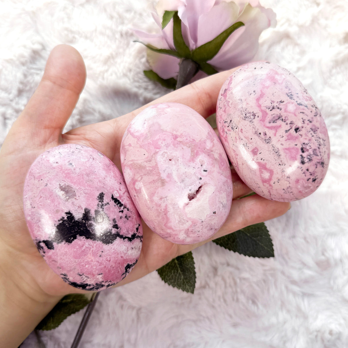 Rhodonite Palm Stone