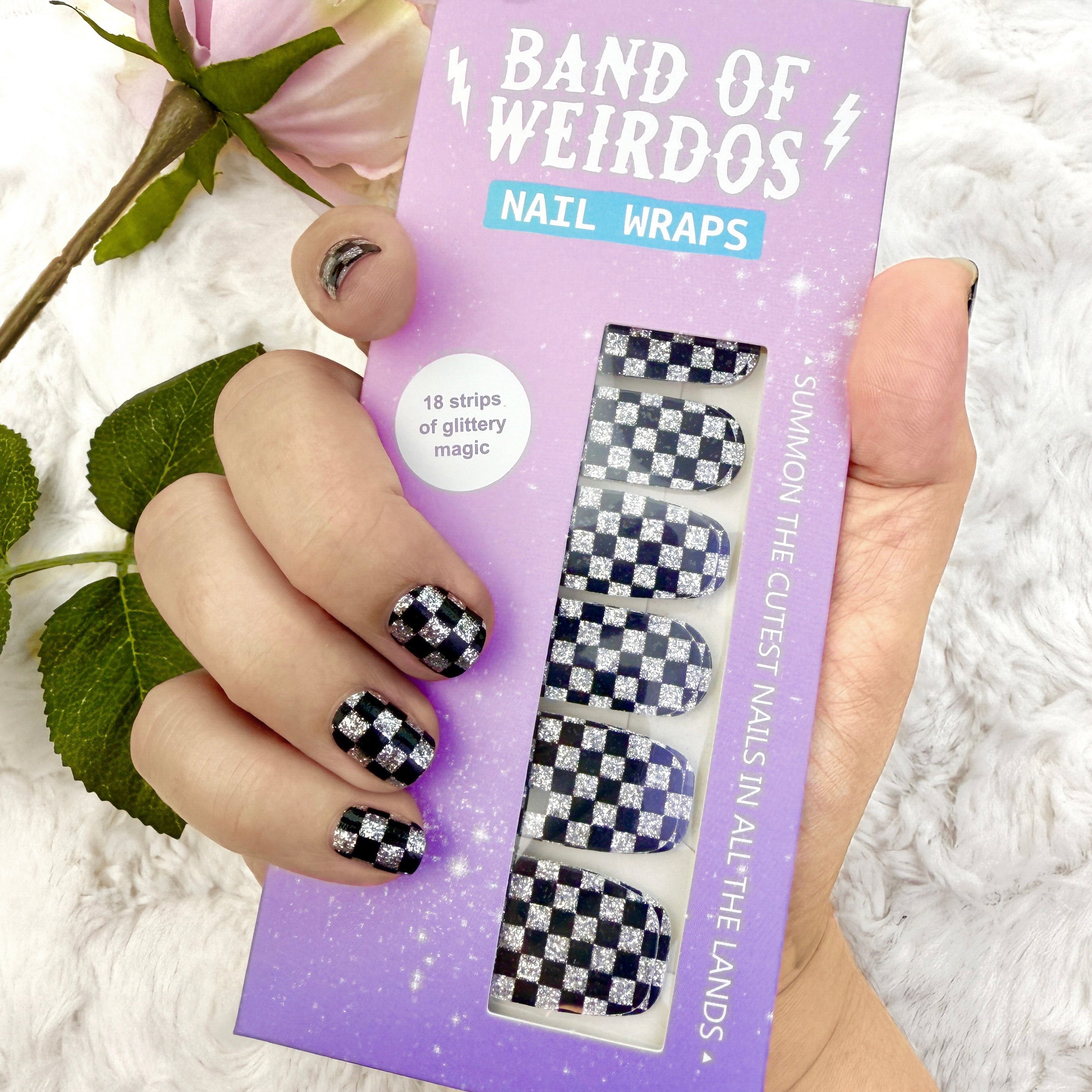 Glitter Checkerboard // Nail Wraps