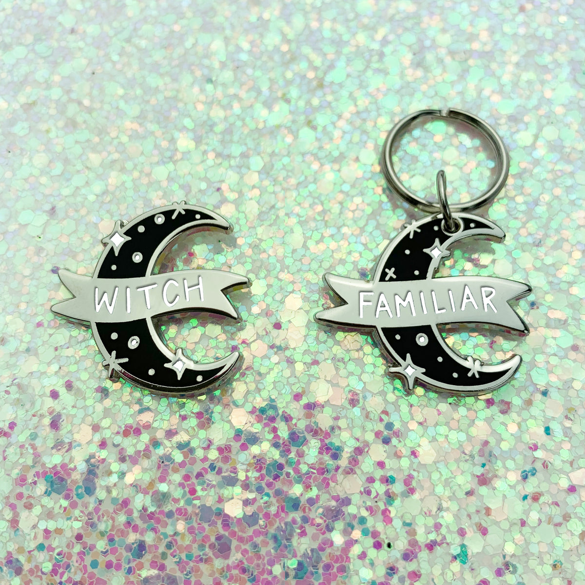 Witch & Familiar // Enamel Pin + Pet Collar Charm Set