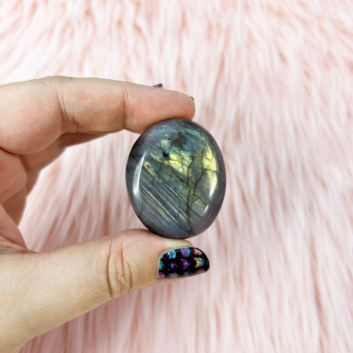 Labradorite Palm Stone (with flash!)