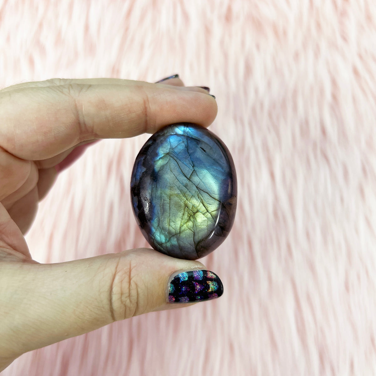 Labradorite Palm Stone (with flash!)