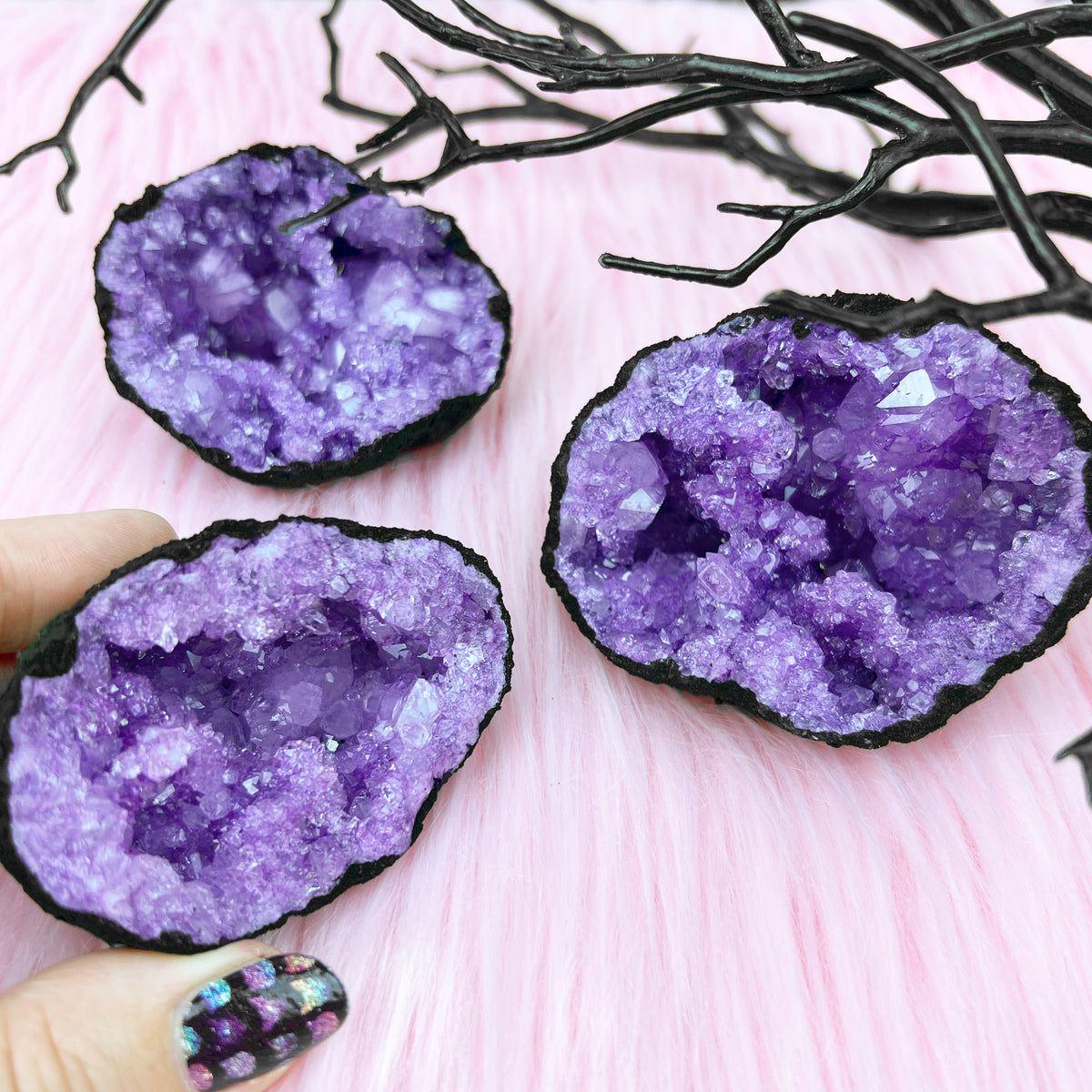 Purple & Black Dyed Quartz Geode