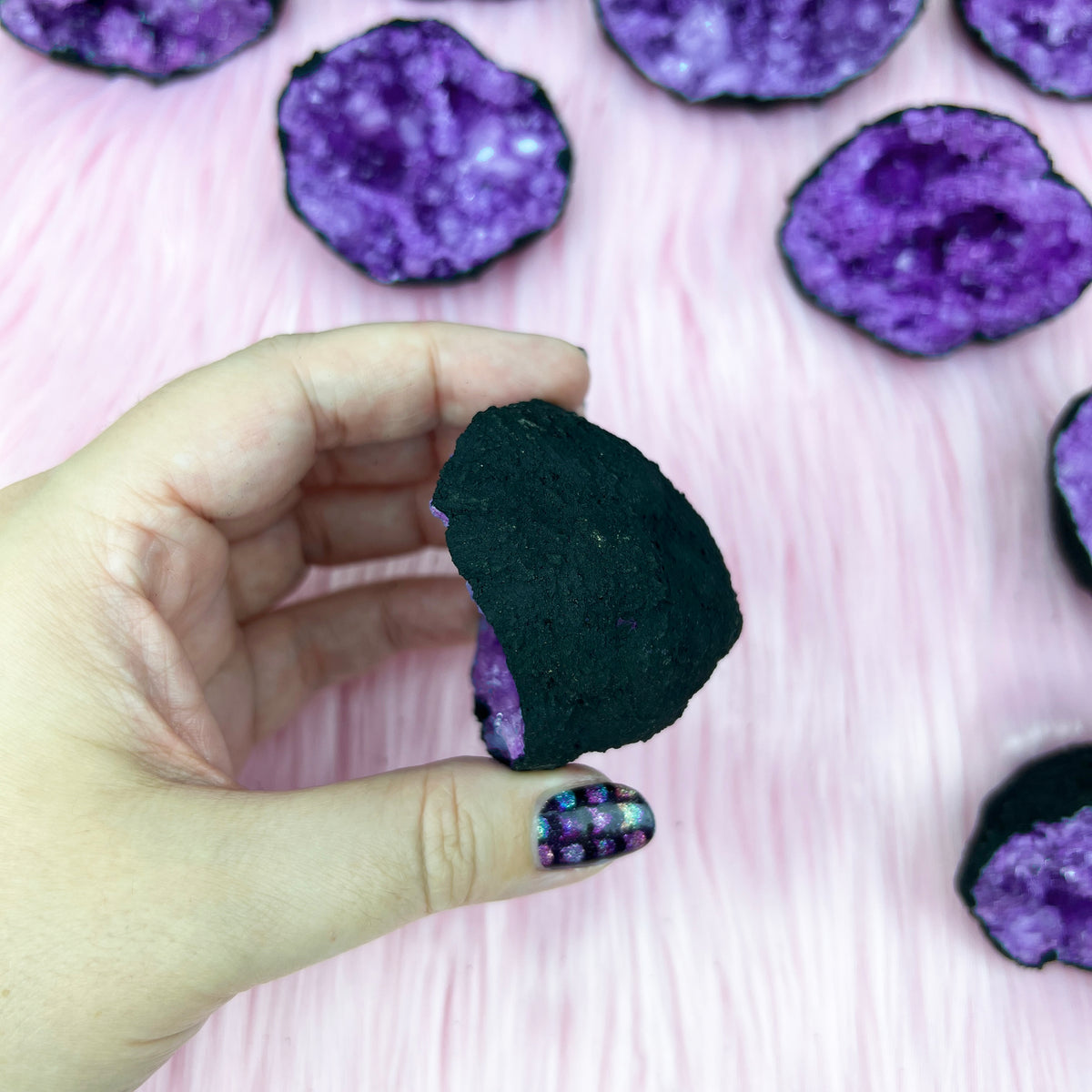 Purple & Black Dyed Quartz Geode