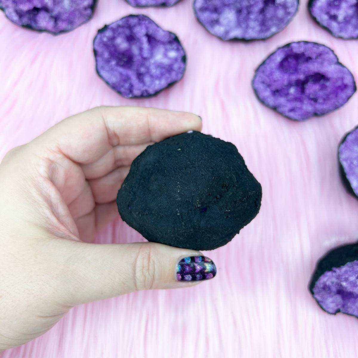 Purple & Black Dyed Quartz Geode