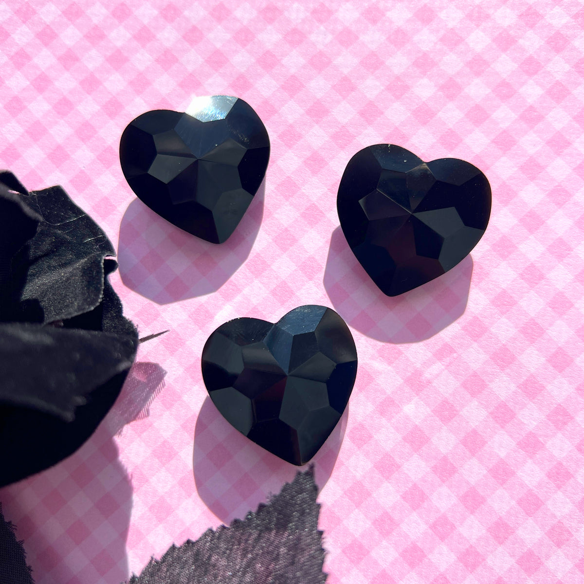 Black Obsidian Faceted Heart