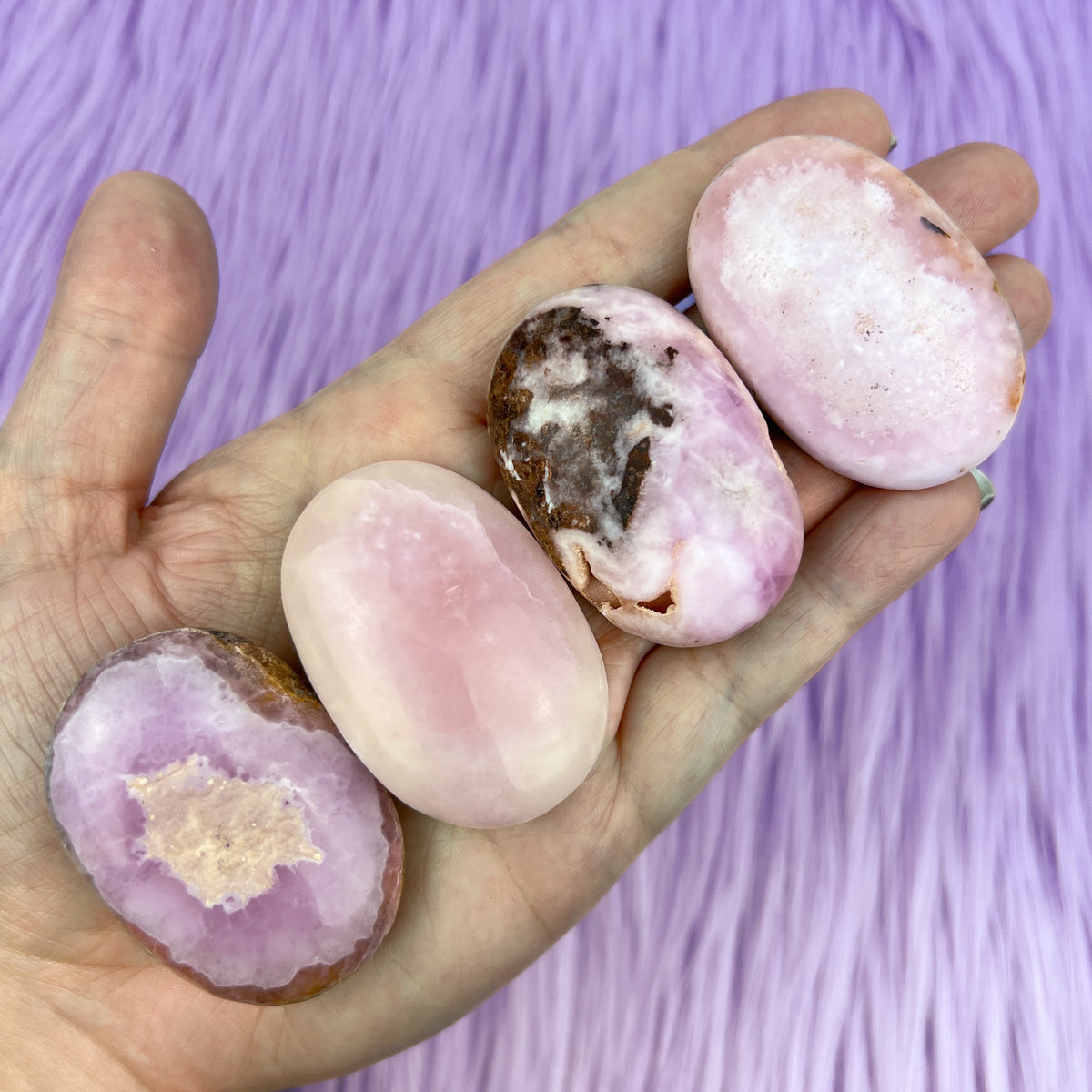 Pink Aragonite Palm Stone