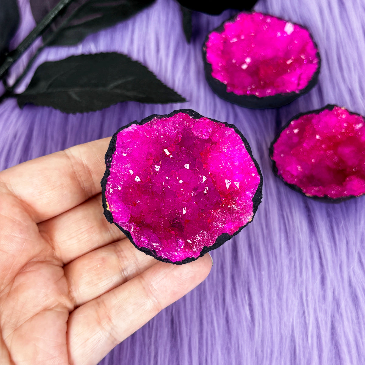 Pink & Black Dyed Quartz Geode
