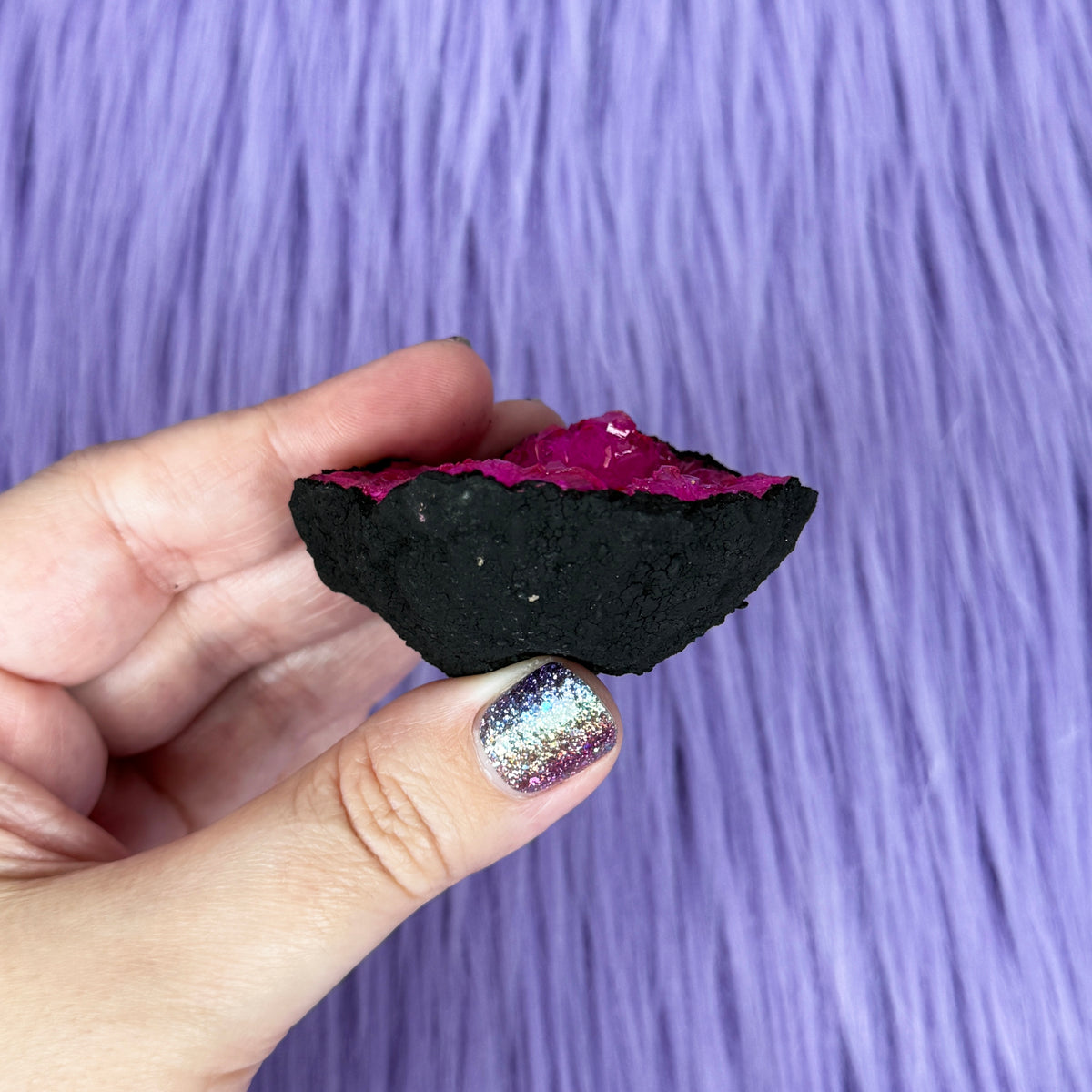 Pink & Black Dyed Quartz Geode