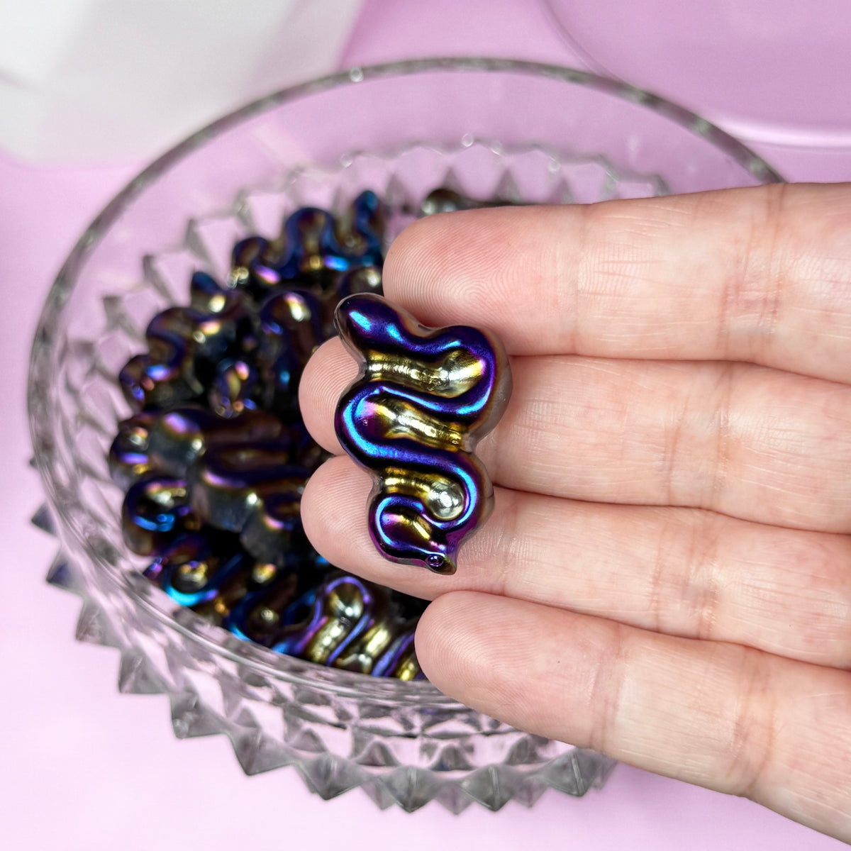 Titanium Aura Black Obsidian Snake