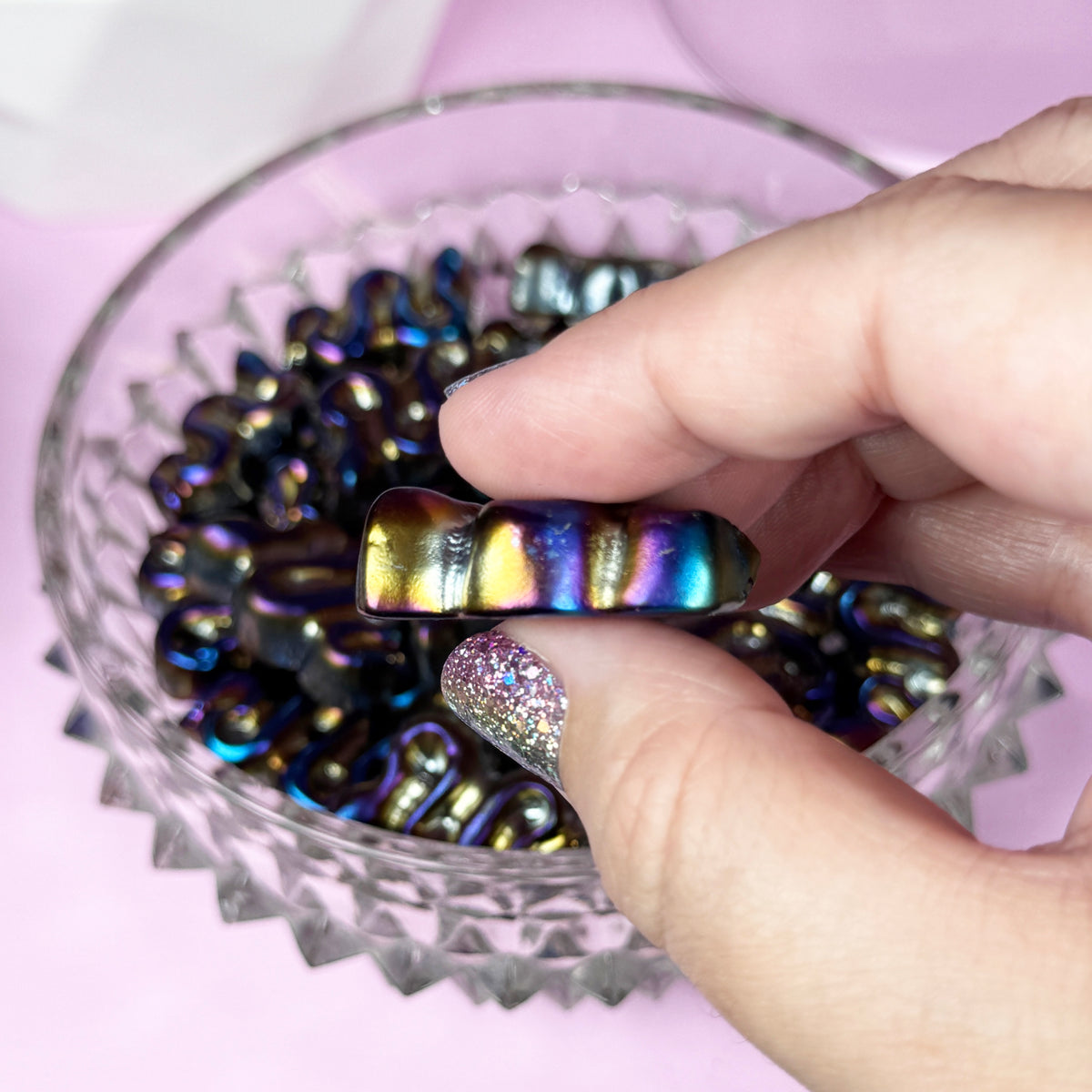 Titanium Aura Black Obsidian Snake