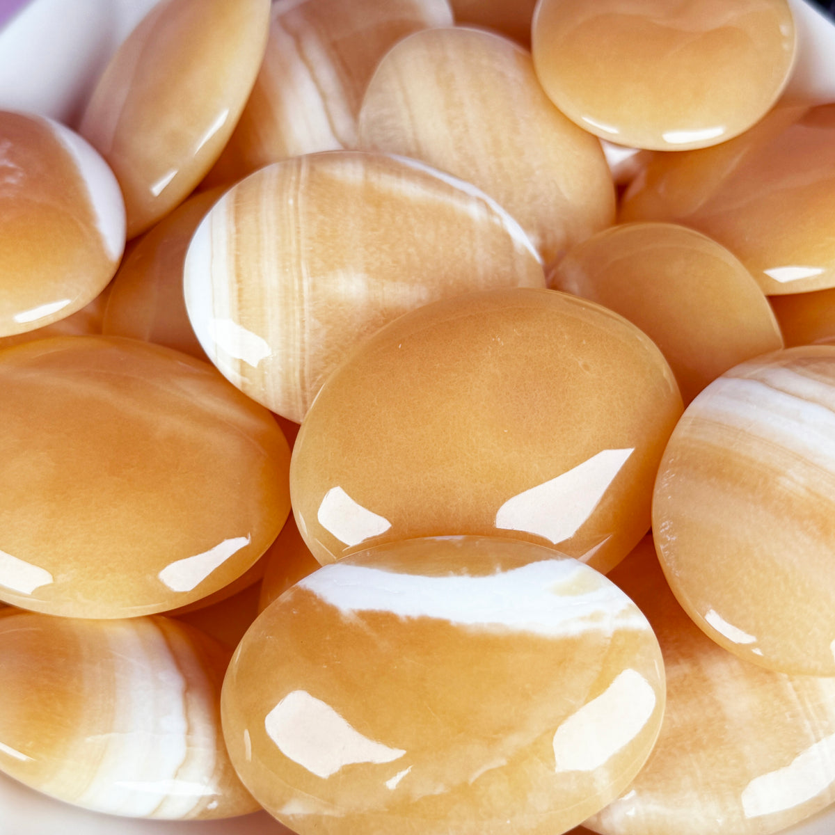 Orange Calcite Palm Stone