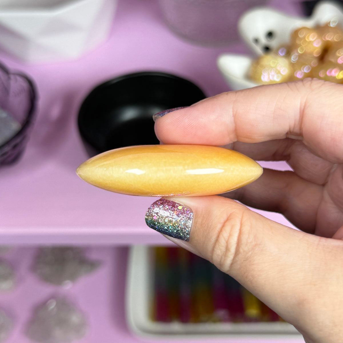 Orange Calcite Palm Stone