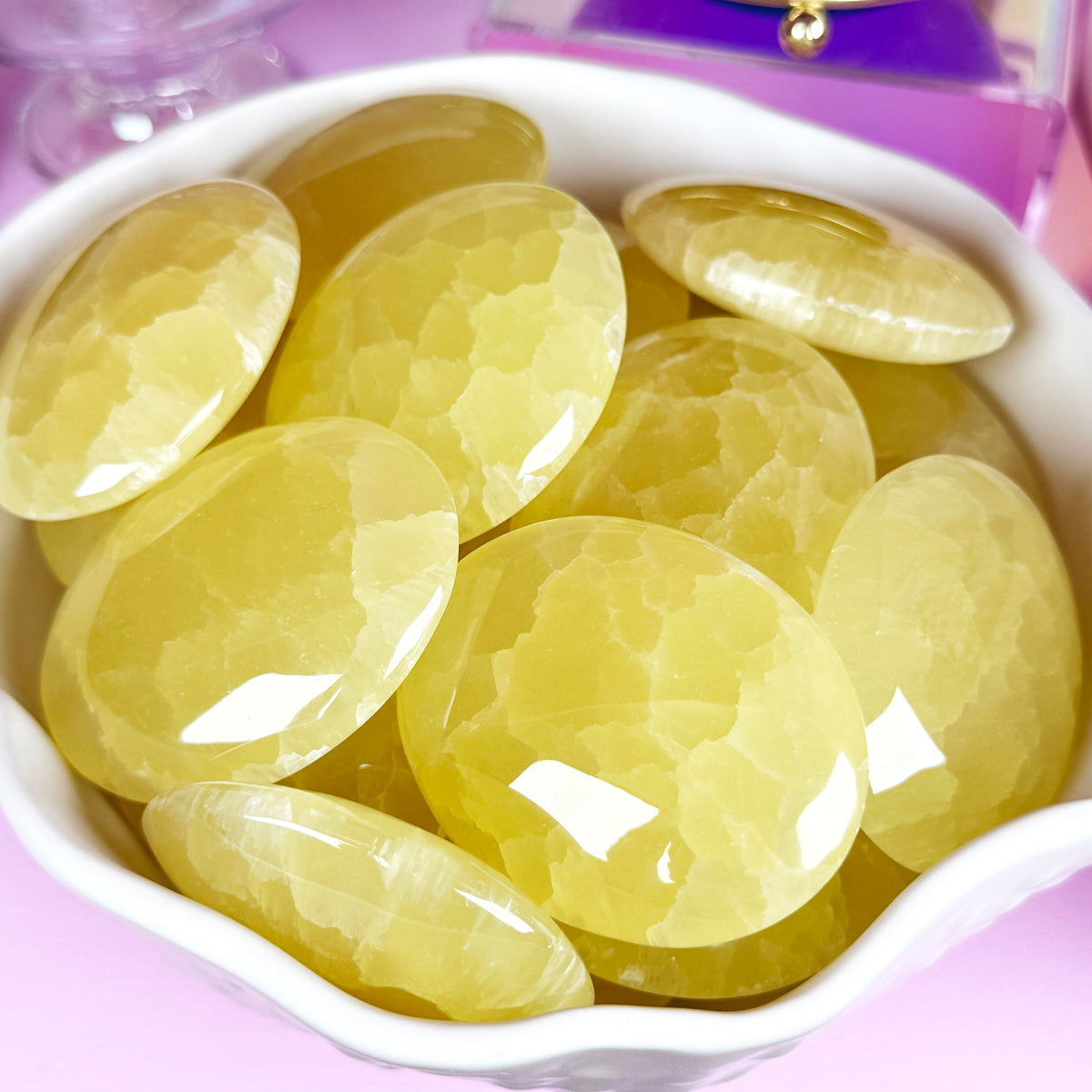 Lemon Calcite Palm Stone