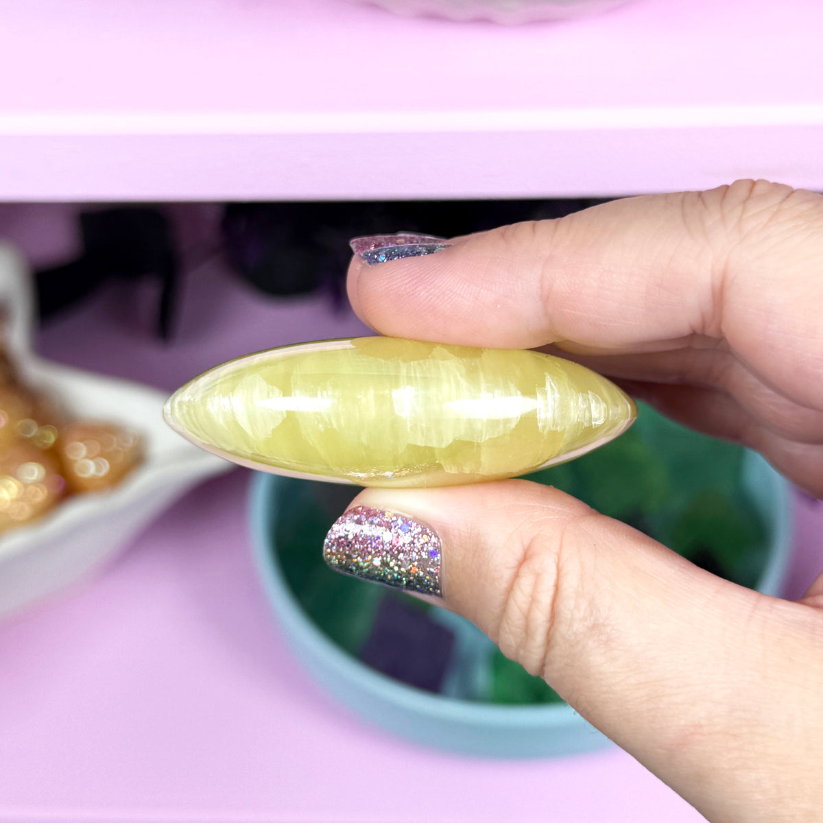 Lemon Calcite Palm Stone