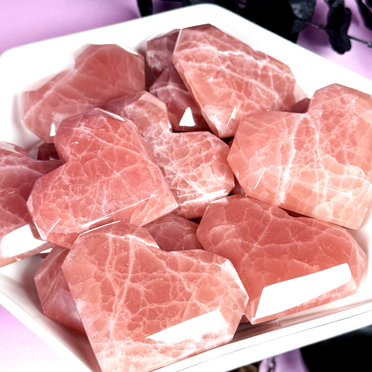 Rose Calcite Faceted Heart