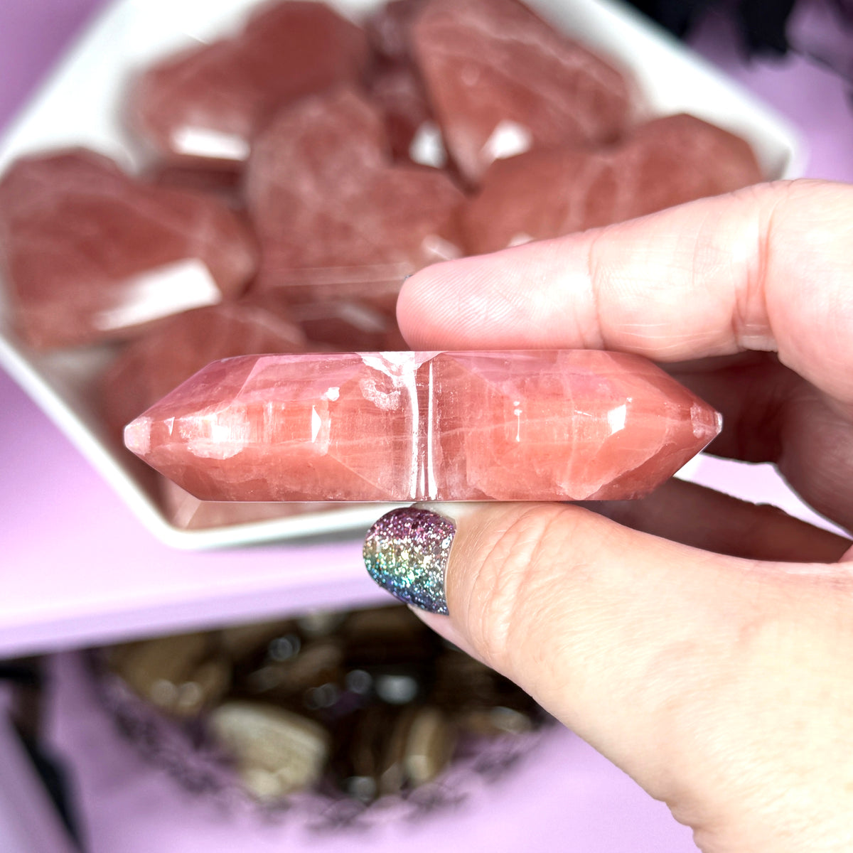 Rose Calcite Faceted Heart