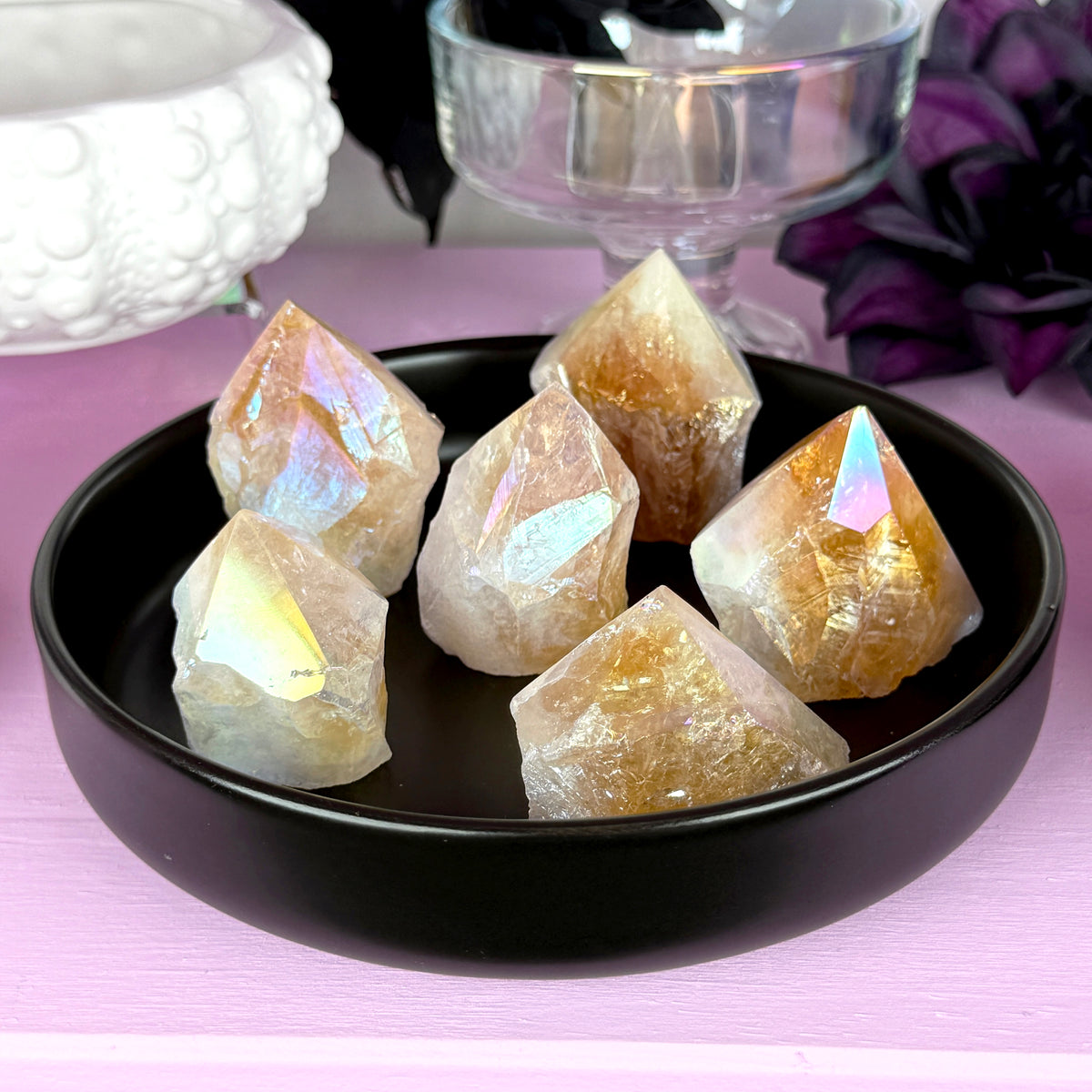 Aura Citrine Top Polished Point