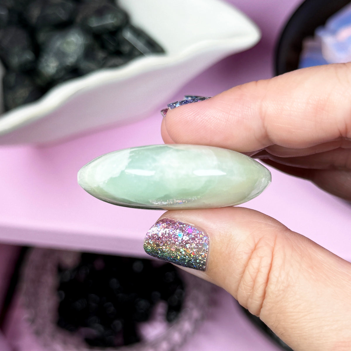 Pistachio Calcite Round Palm Stone