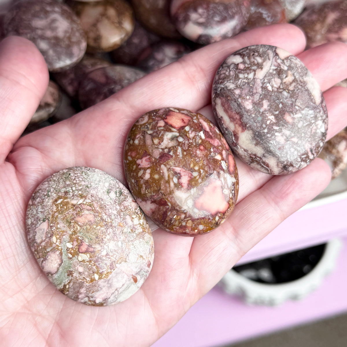 Rose Jasper Palm Stones