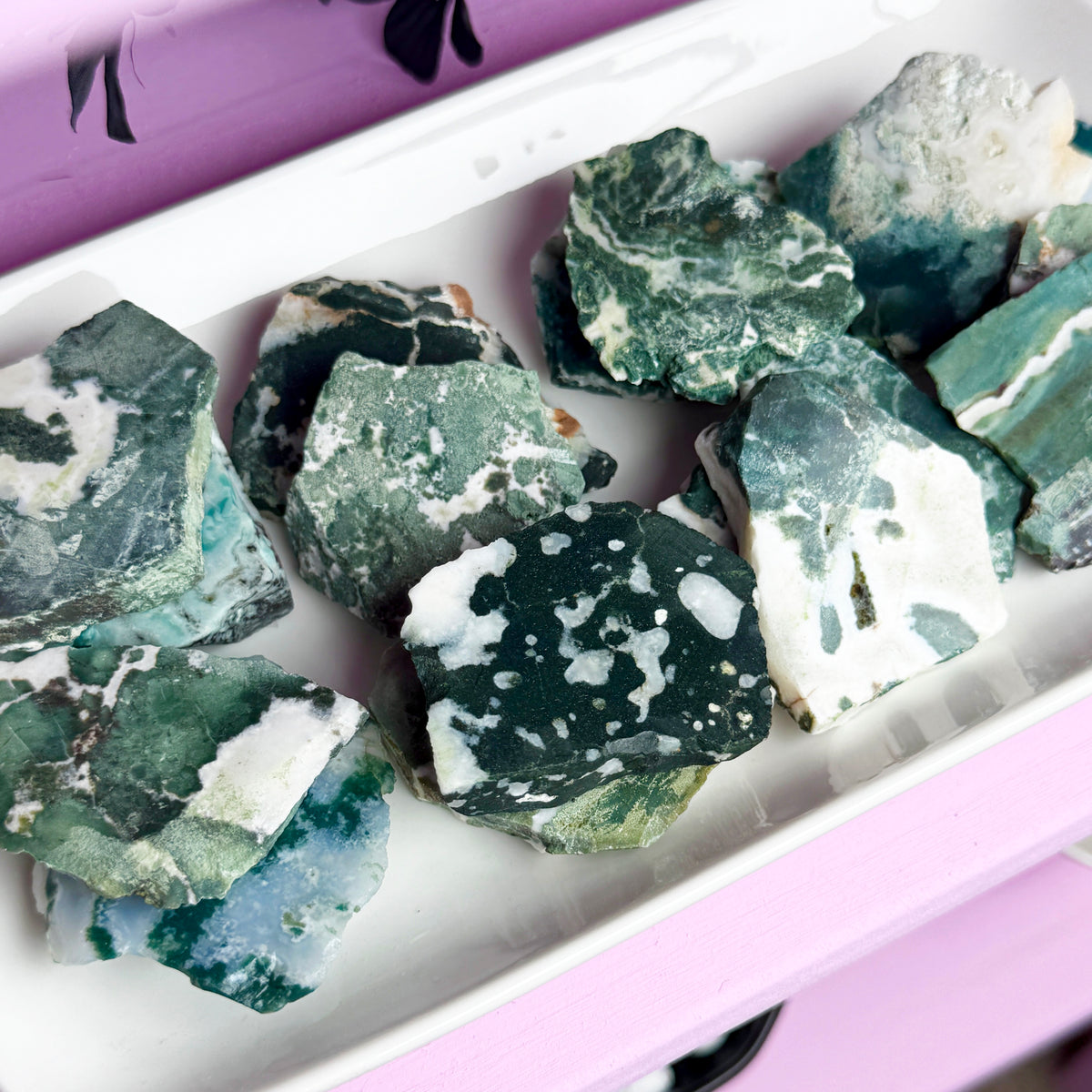 Moss Agate Mini Slab (1 side polished)