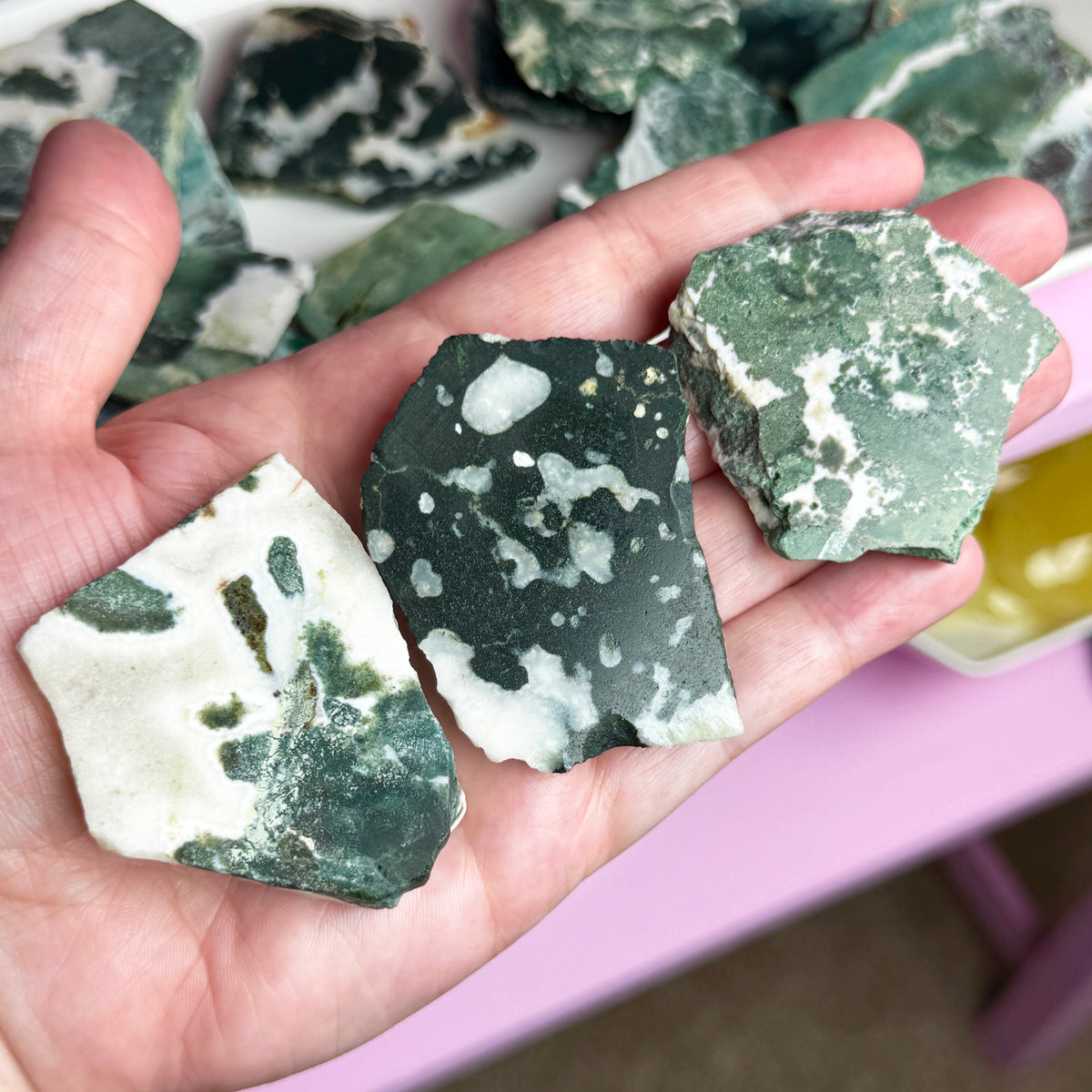 Moss Agate Mini Slab (1 side polished)