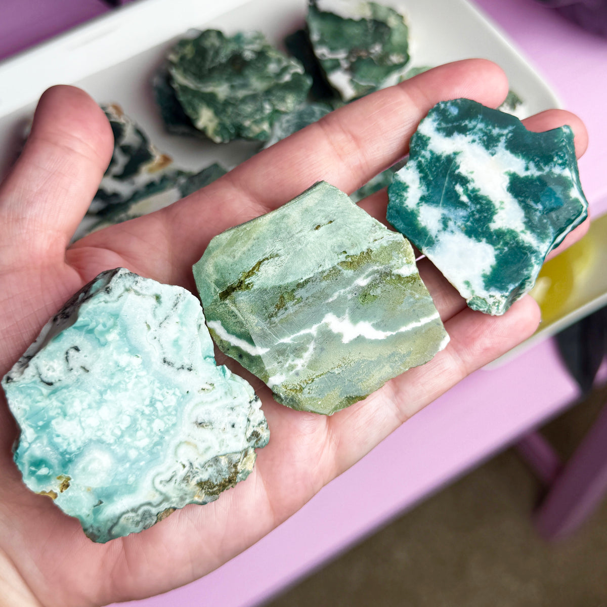 Moss Agate Mini Slab (1 side polished)
