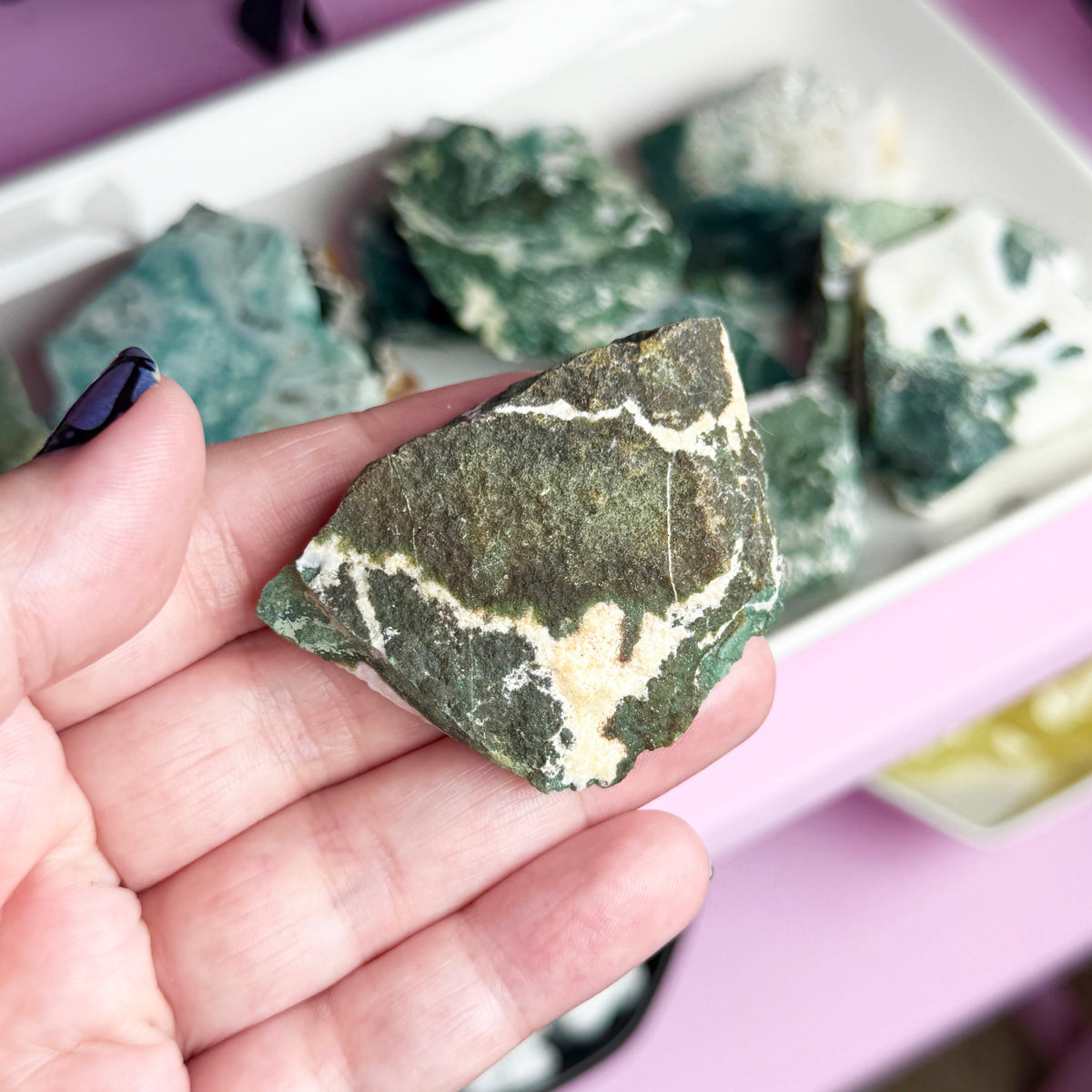 Moss Agate Mini Slab (1 side polished)