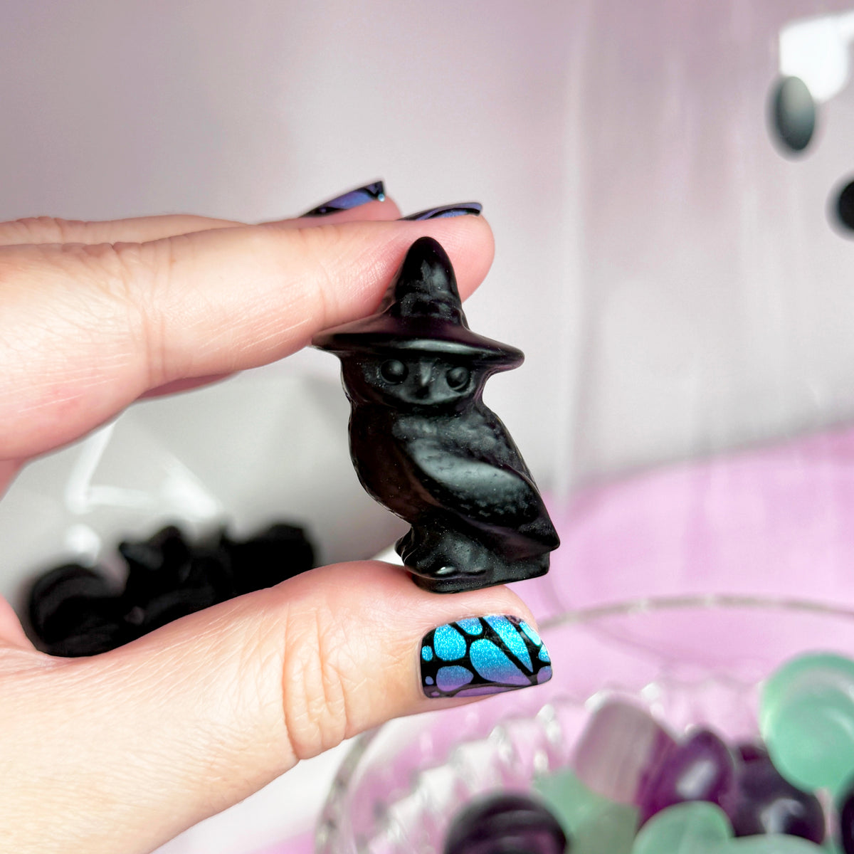 Black Obsidian Witch Owl