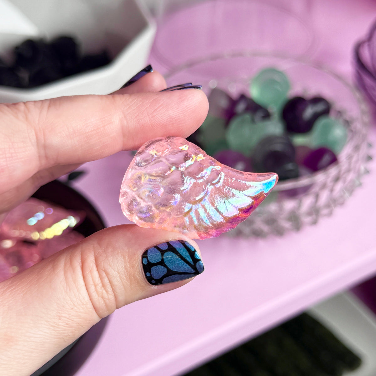 Pink Aura Quartz Fae Wing