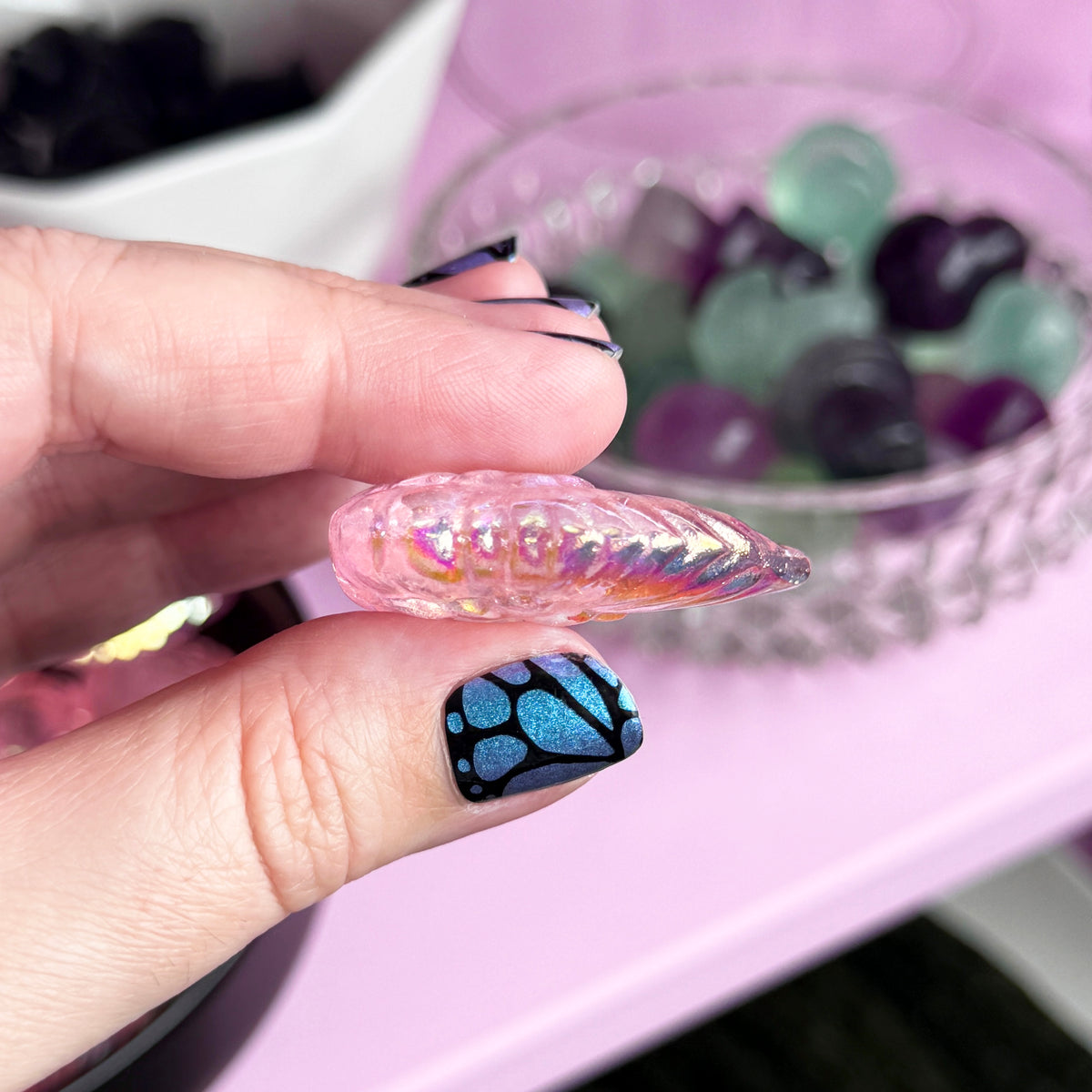 Pink Aura Quartz Fae Wing