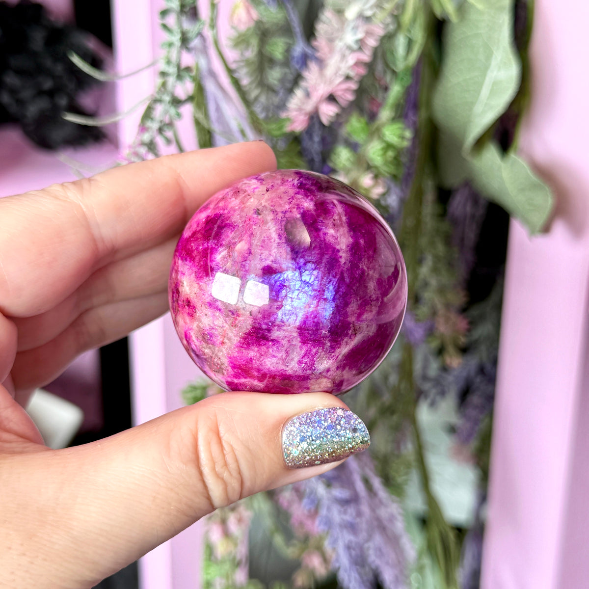 Dyed Moonstone Sphere (with stand)