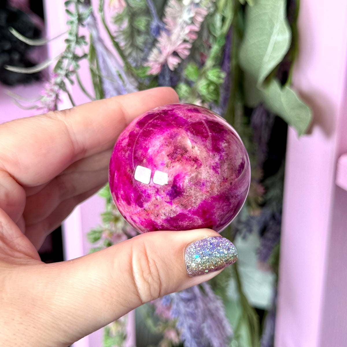 Dyed Moonstone Sphere (with stand)