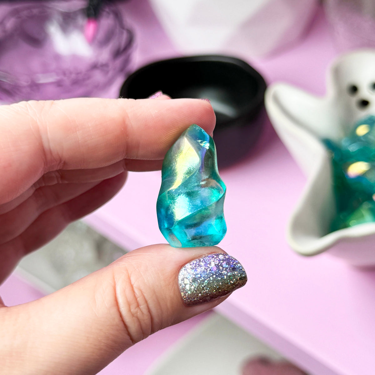 Blue/Green Aura Quartz Flame