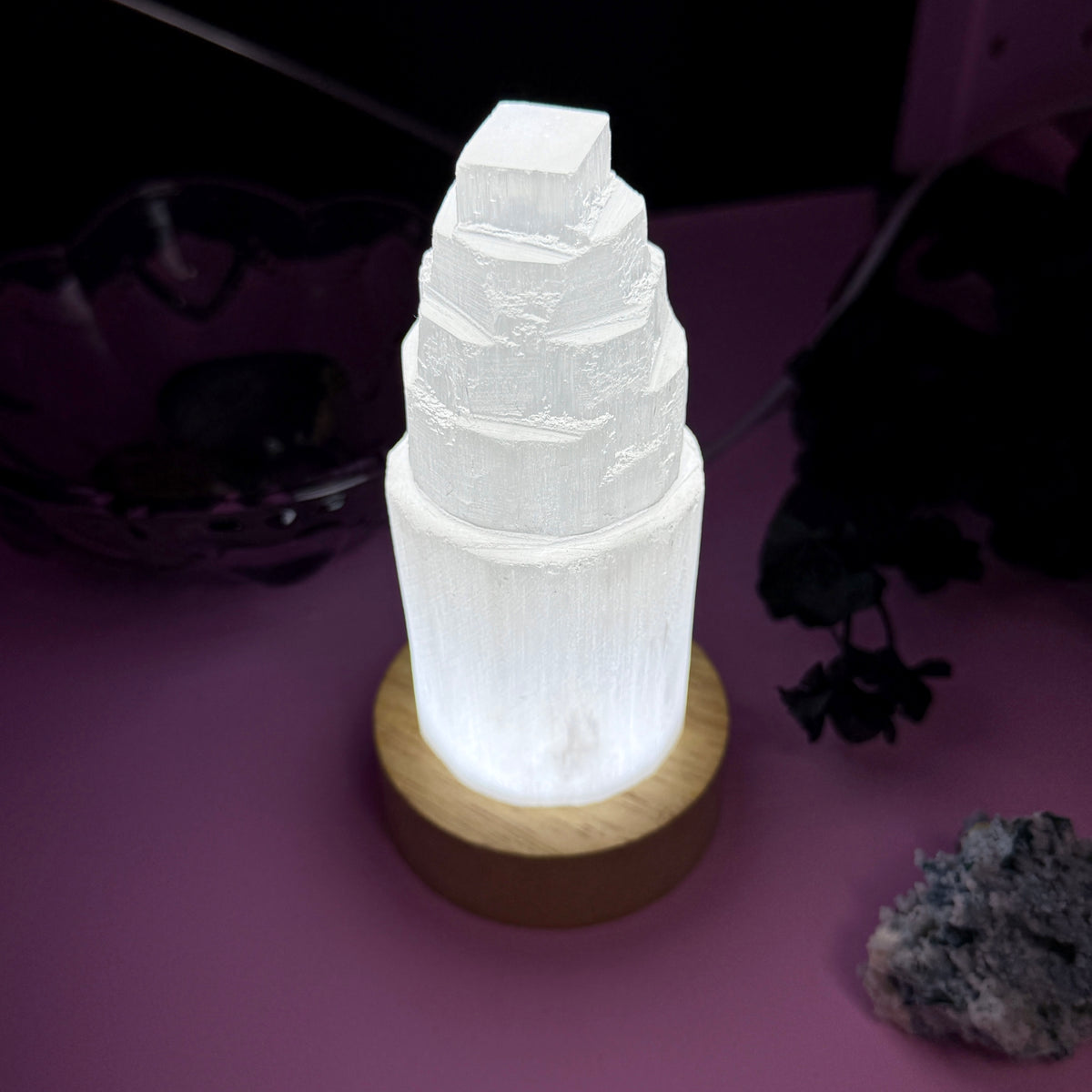 Satin Spar Tower Lamp (aka Selenite)