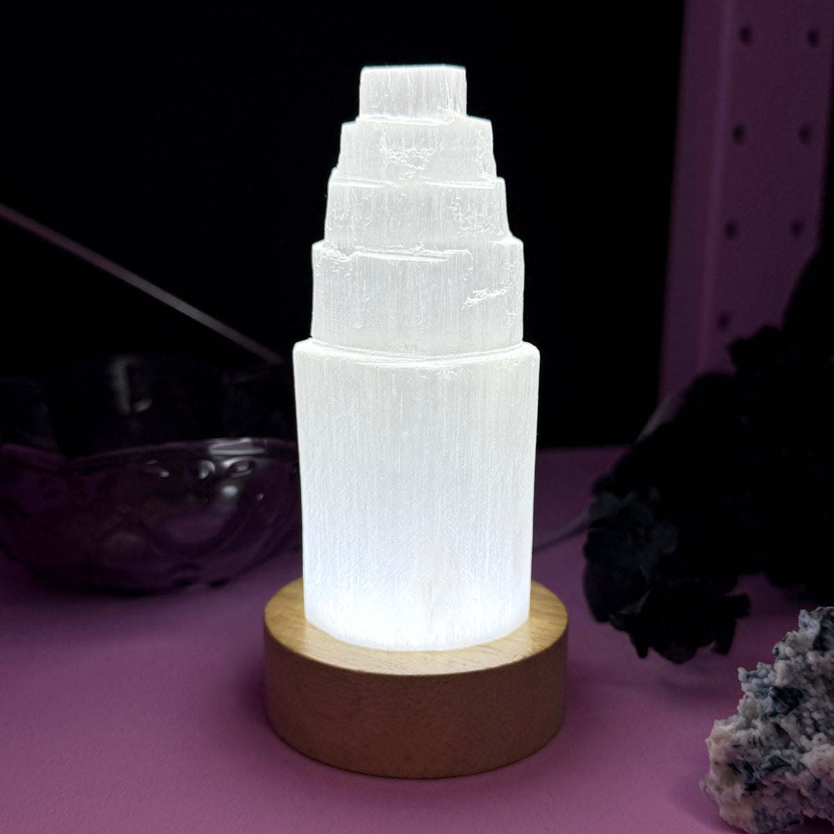 Satin Spar Tower Lamp (aka Selenite)