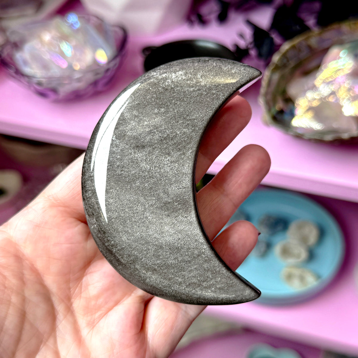 Silver Sheen Obsidian Moon