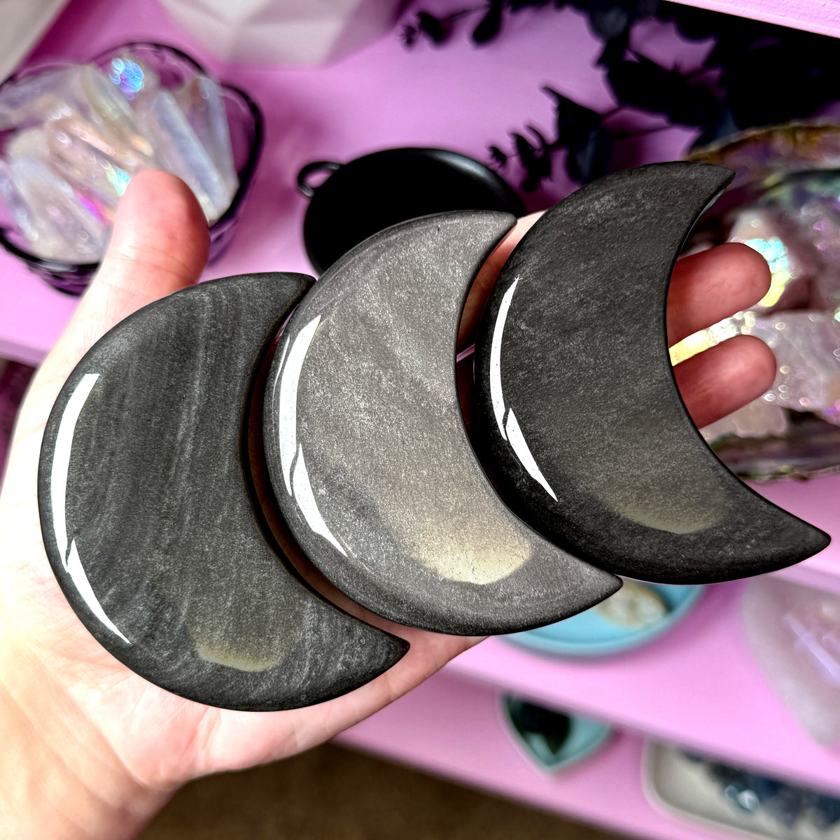 Silver Sheen Obsidian Moon