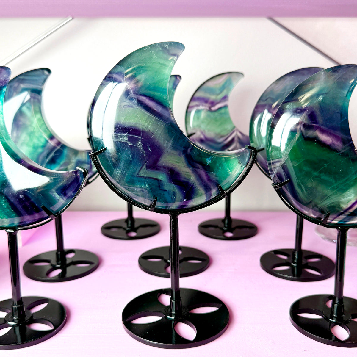 Fluorite Moon + Metal Stand