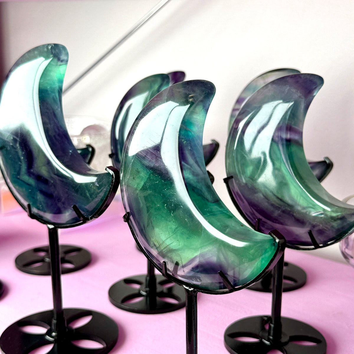 Fluorite Moon + Metal Stand