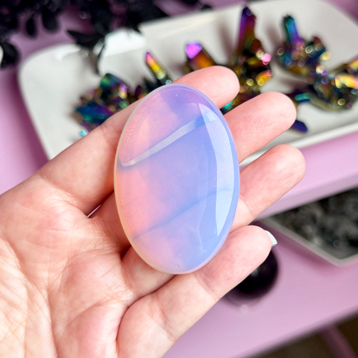 Pink Opalite Palm Stone