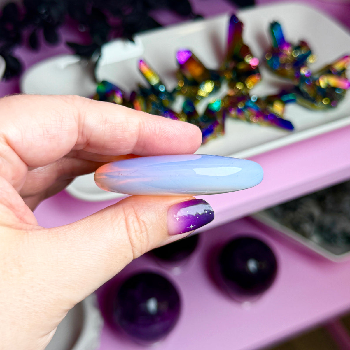 Pink Opalite Palm Stone