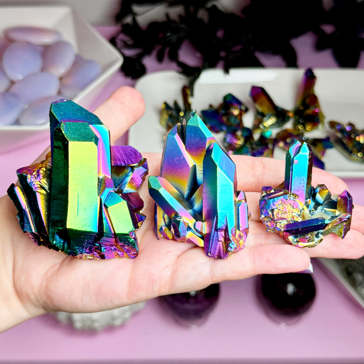 Titanium Aura Quartz Cluster