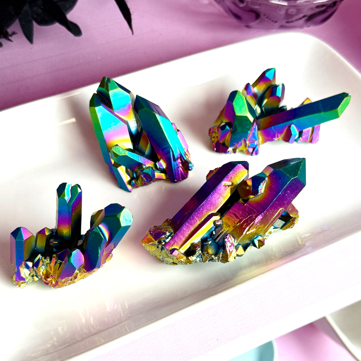 Titanium Aura Quartz Cluster