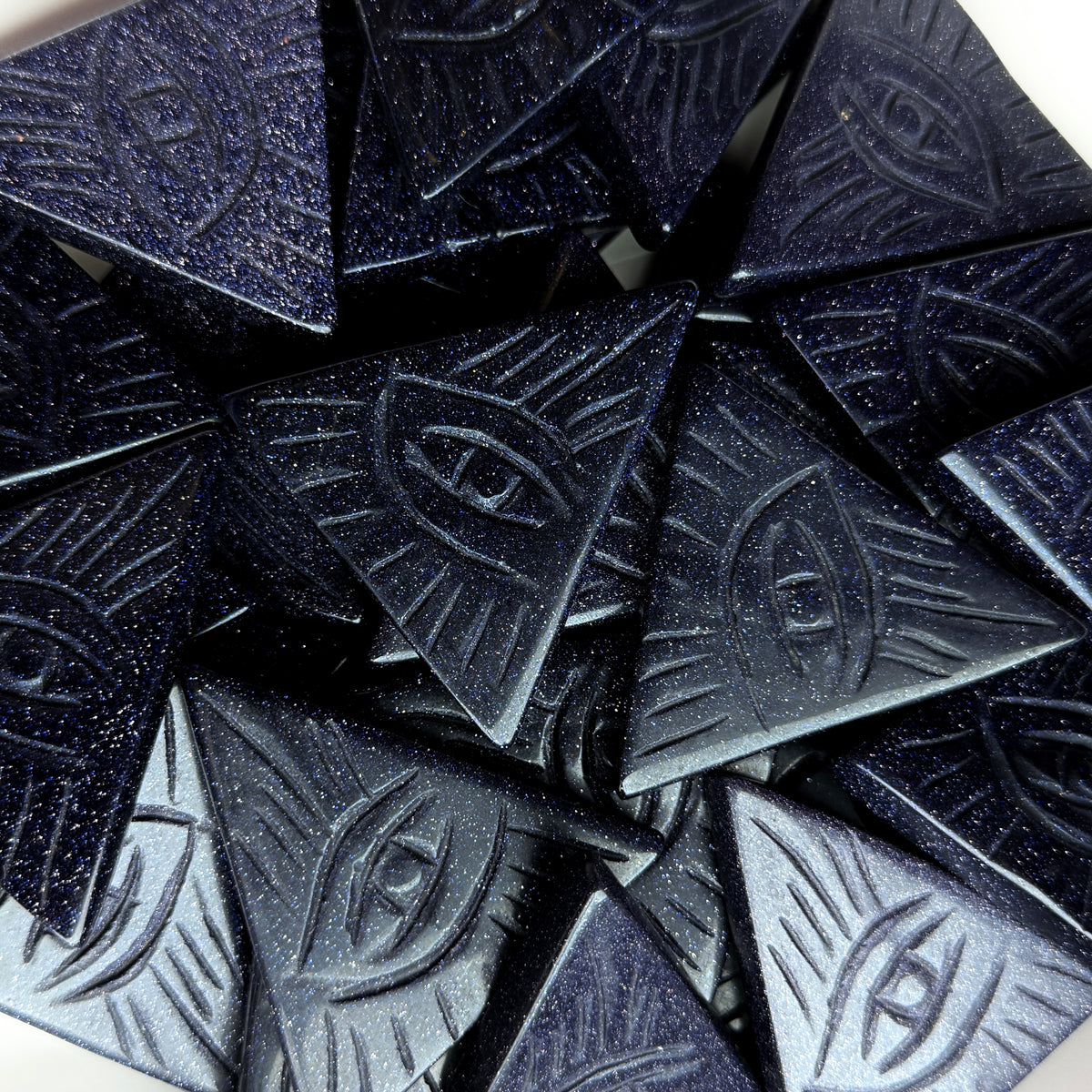 *MISFIT* Blue Goldstone Eye in Triangle (aka Blue Sandstone)
