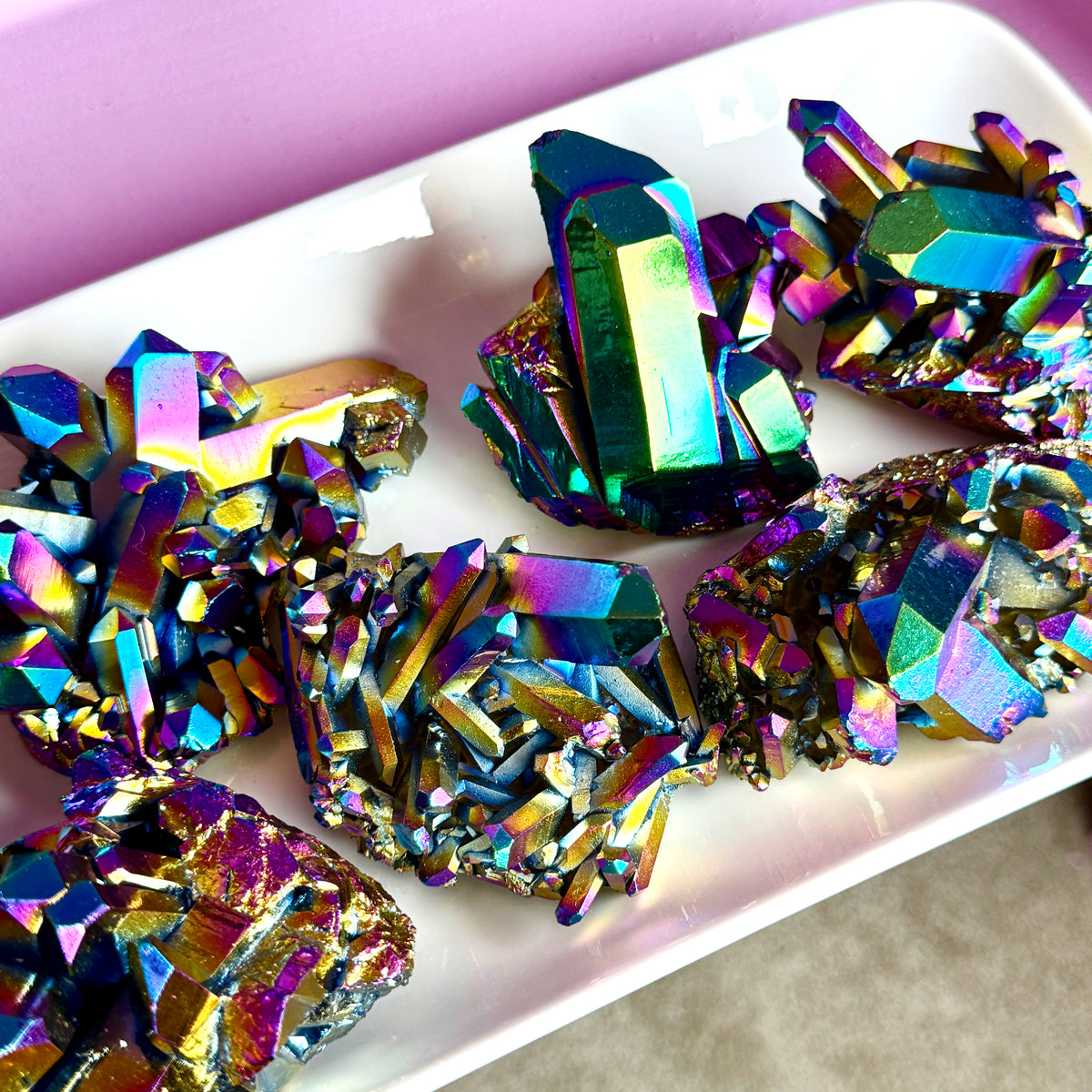 Titanium Aura Quartz Cluster