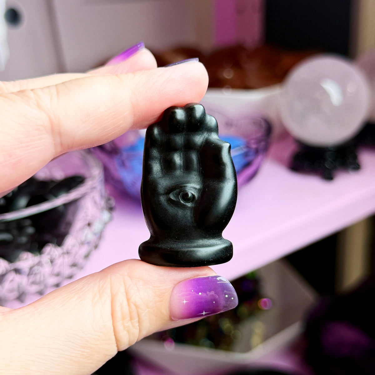 Black Obsidian Hand with Eye