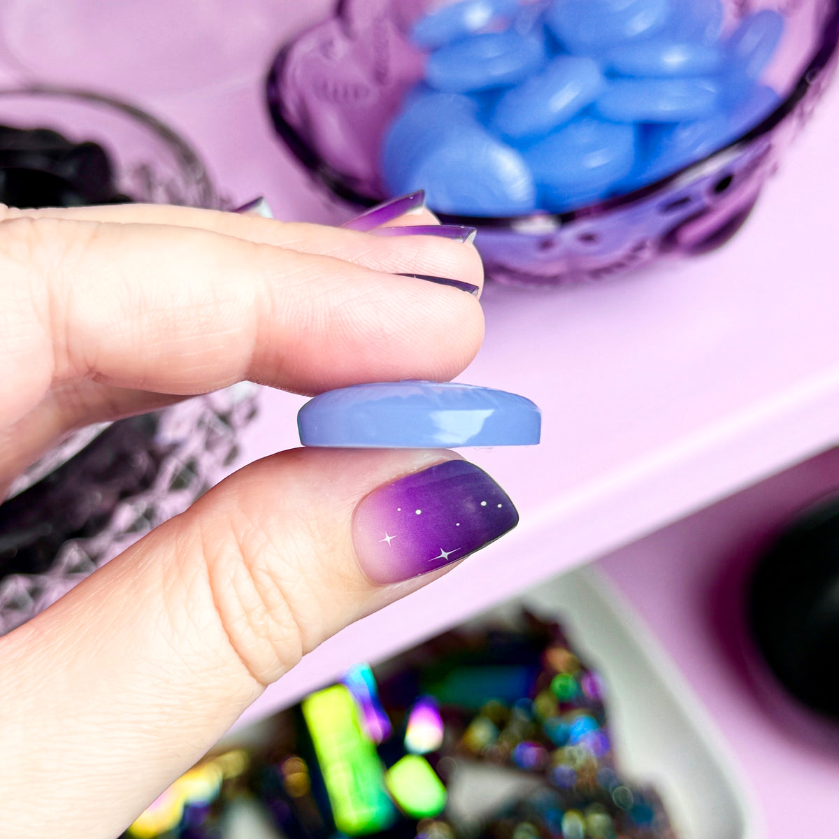 Blue Chalcedony Etched Eye