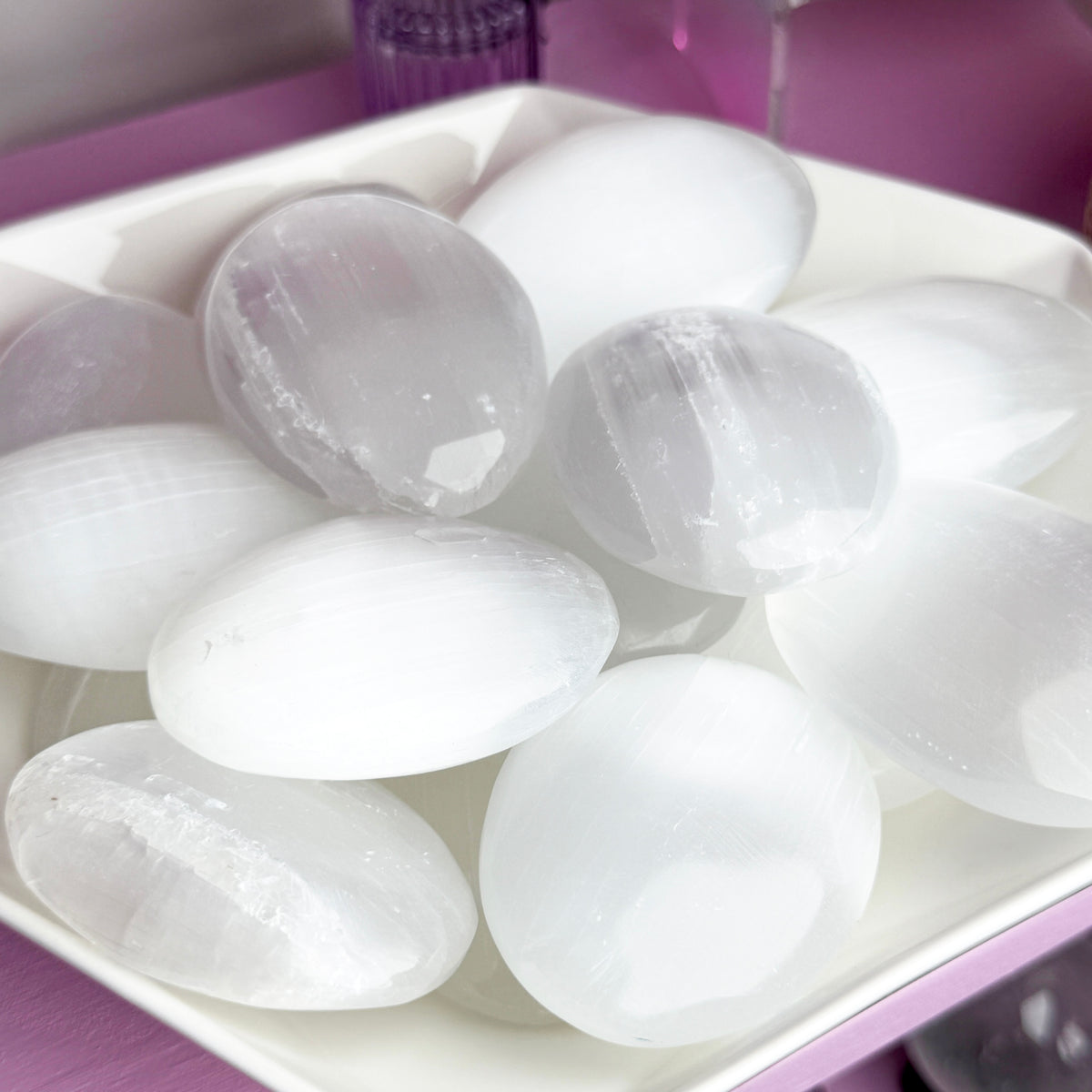 Satin Spar Palm Stone (aka Selenite)